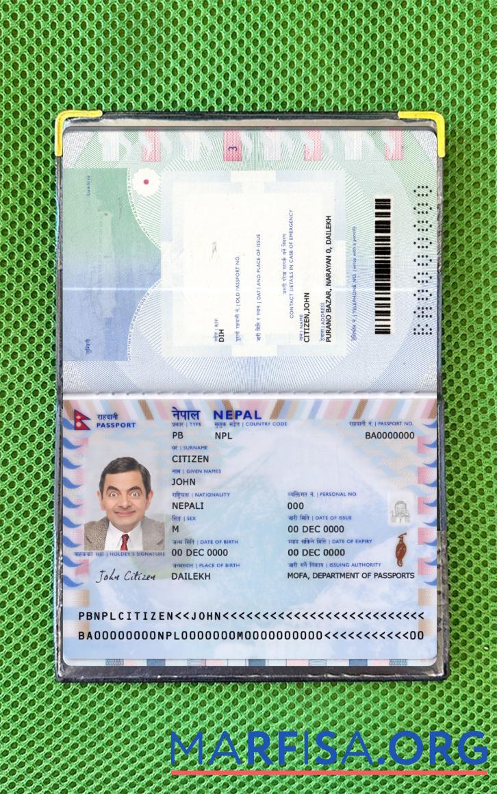 Printable Nepal passport 2021 present sample